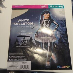 Teen Kids Skeleton Costume With Skirt - Size 14-16